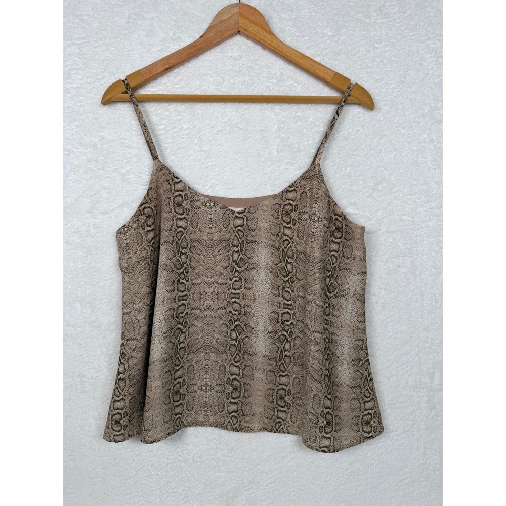 Leith Cami Top Womens Medium Tan Snakeskin Animal Print V-Neck Spaghetti Strap